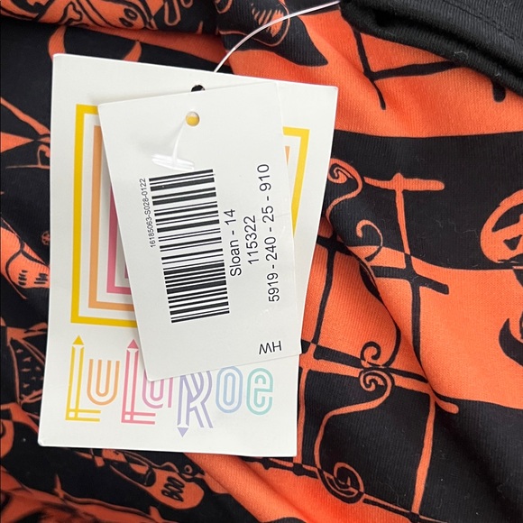 LuLaRoe Kids Orange and Black Graphic Long Sleeve Tee size 14 - Picture 5 of 5